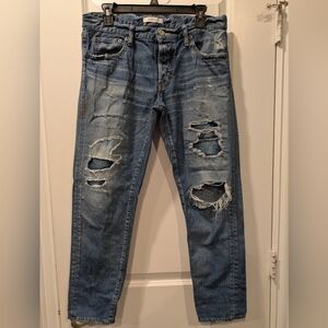 Moussy Selvedge Japanese Distressed Destroyed Jeans Button Fly Size 29